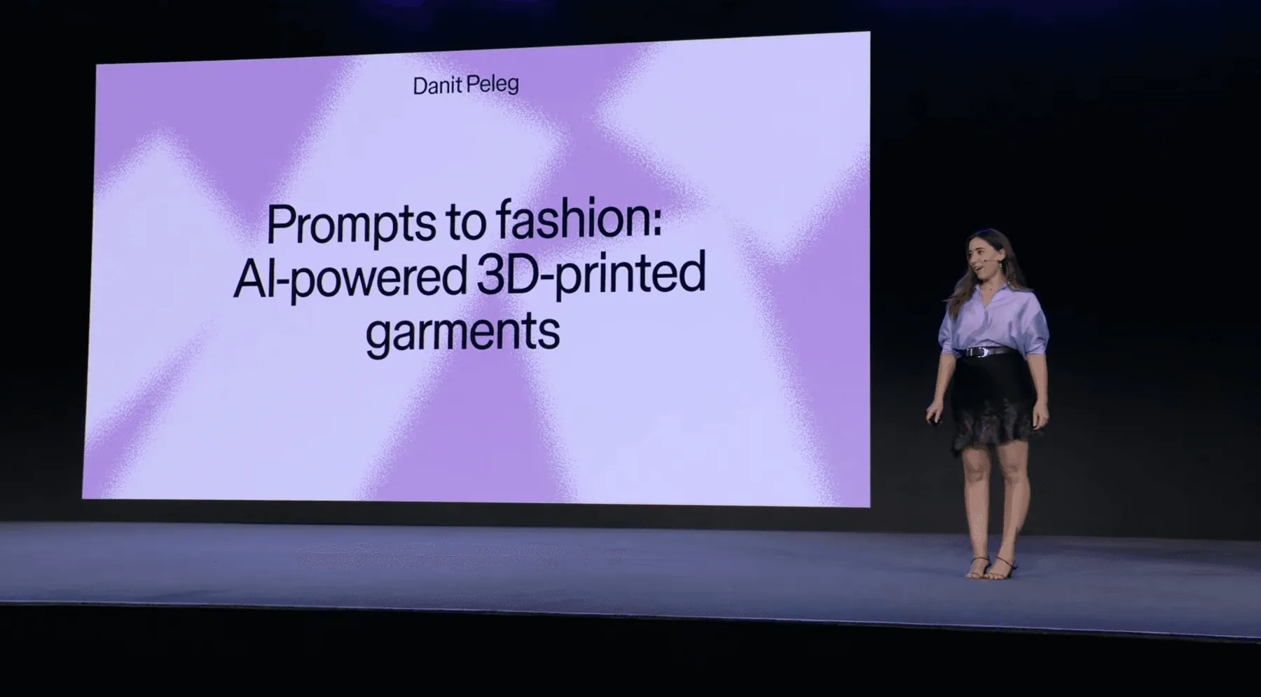 Danit Peleg presenting prompts-to-3D-printed-fashion at Figma Config 2026